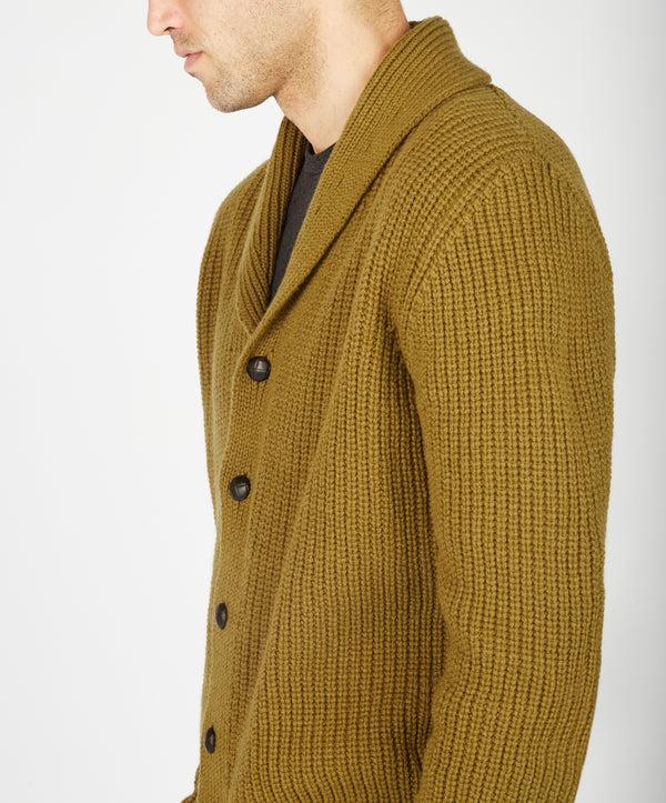 Irelands Eye Luxe Shawl Cardigan Khaki