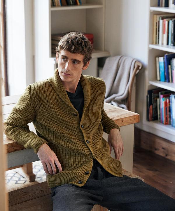 Irelands Eye Luxe Shawl Cardigan Khaki