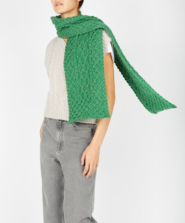 irelands eye Merino Aran Scarf Green Marl