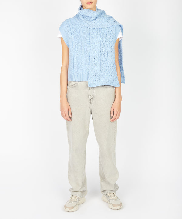 Irelands Eye Merino Aran Scarf Morning Sky