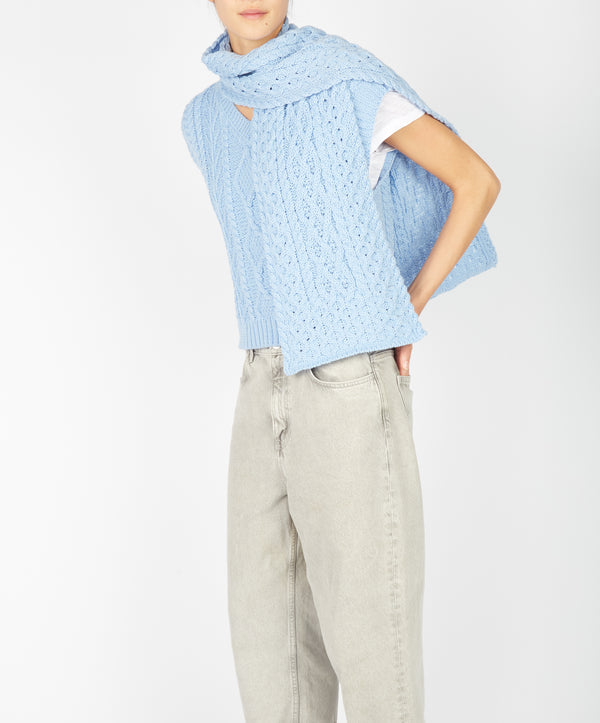 irelands eye Merino Aran Scarf Morning Sky