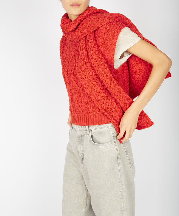 Irelands Eye Merino Aran Scarf Orange Marl