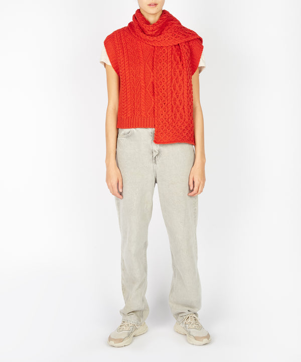 Irelands Eye Merino Aran Scarf Orange Marl
