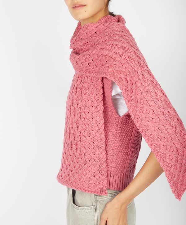 Irelands Eye Merino Aran Scarf Rosa Pink