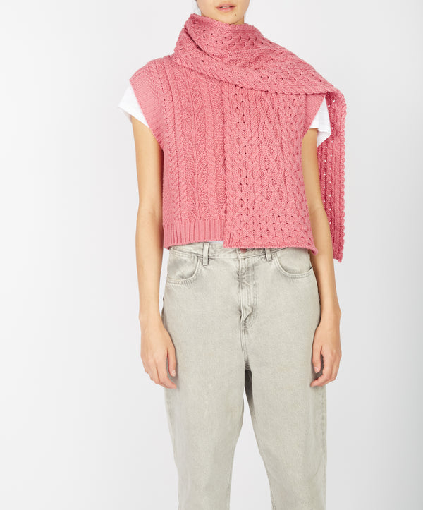 Irelands Eye Merino Aran Scarf Rosa Pink