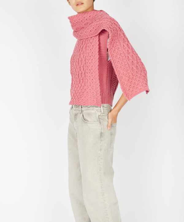 irelands eye Merino Aran Scarf Rosa Pink
