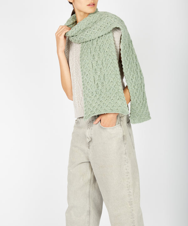 irelands eye Merino Aran Scarf Sage Marl
