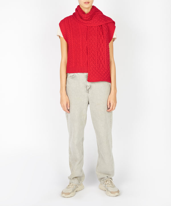 Irelands Eye Merino Aran Scarf Scarlet