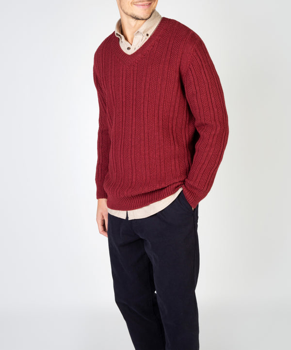 irelands eye Moss Stripe V-Neck Sweater Sunrise