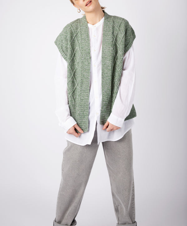Irelands Eye "Nettle' Diamond Pattern Vest Apple