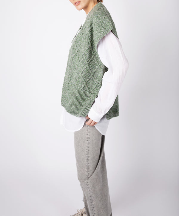 Irelands Eye "Nettle' Diamond Pattern Vest Apple