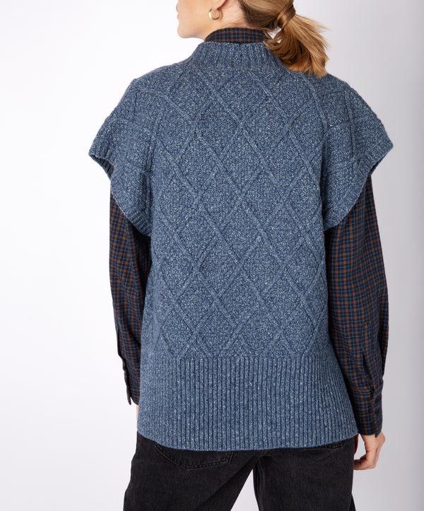Irelands Eye Nettle' Diamond Pattern Vest Sea Spray