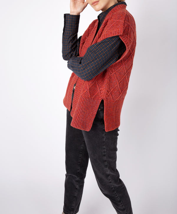 Irelands Eye Nettle' Diamond Pattern Vest Sunset