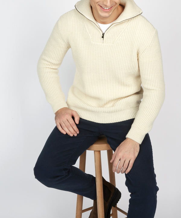 Irelands Eye Owenroe Ribbed Troyer Sweater Natural