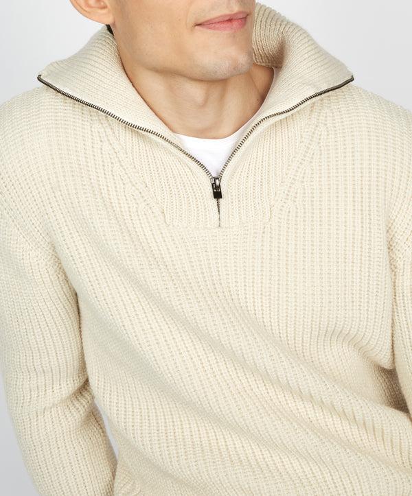 Irelands Eye Owenroe Ribbed Troyer Sweater Natural