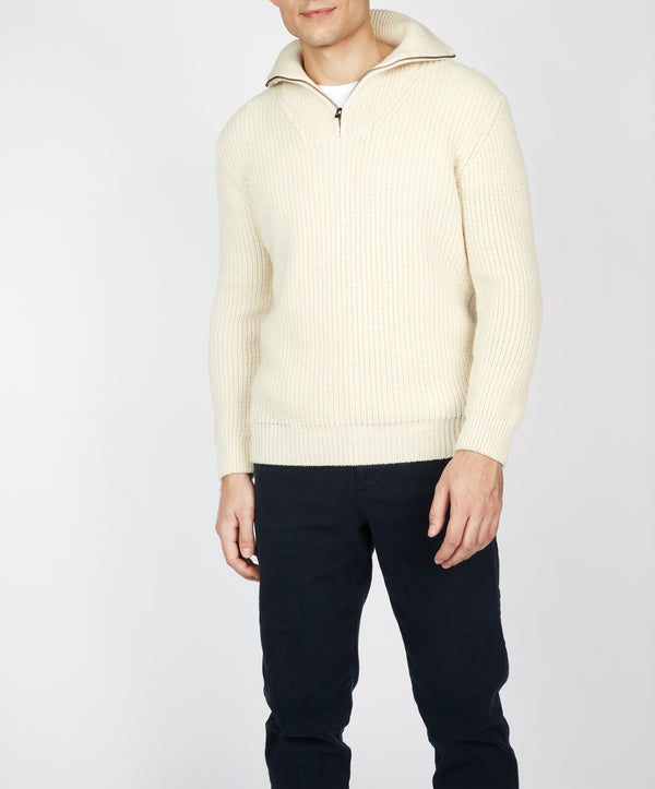 irelands eye Owenroe Ribbed Troyer Sweater Natural