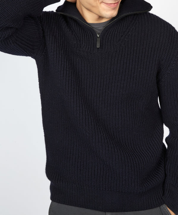 Irelands Eye Owenroe Ribbed Troyer Sweater Navy
