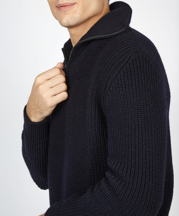 Irelands Eye Owenroe Ribbed Troyer Sweater Navy