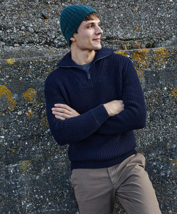 Irelands Eye Owenroe Ribbed Troyer Sweater Navy