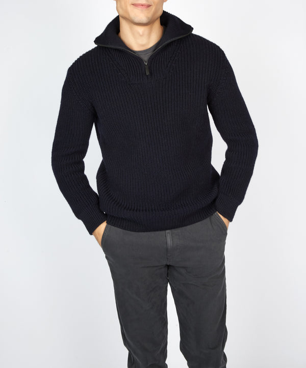 irelands eye Owenroe Ribbed Troyer Sweater Navy