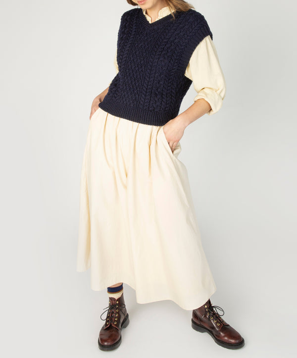 irelands eye Pansy V-Neck Aran Vest Navy