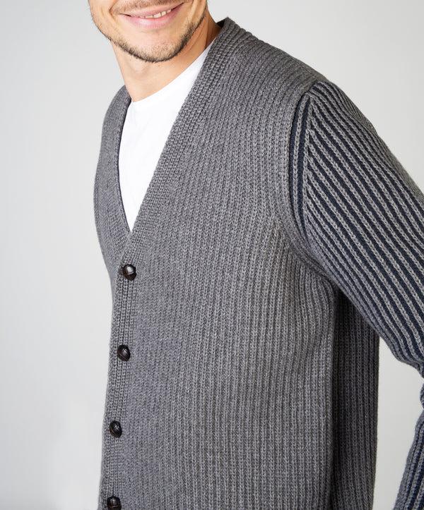Irelands Eye Pinstripe Cardigan Grey Frost