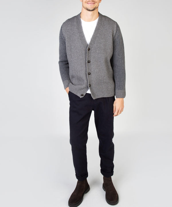 Irelands Eye Pinstripe Cardigan Grey Frost