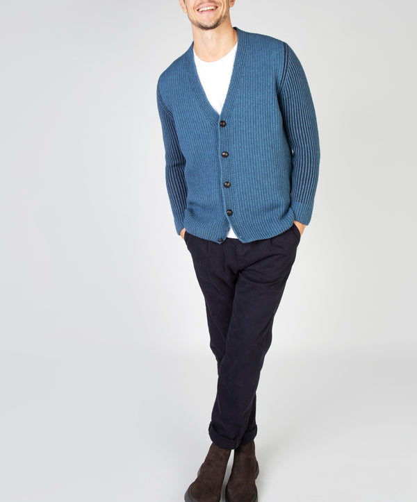 Irelands Eye Pinstripe Cardigan Harbour Blue