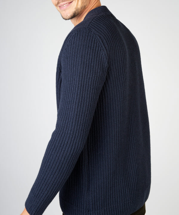 Irelands Eye Pinstripe Cardigan Navy Sail