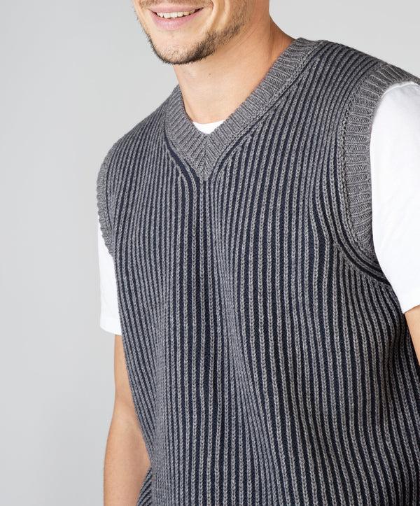 Irelands Eye Pinstripe Vest Grey Frost