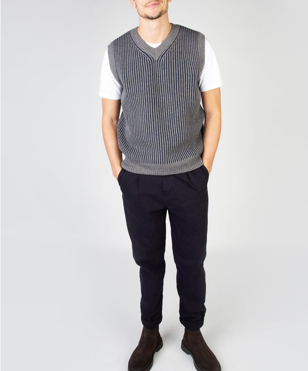 Irelands Eye Pinstripe Vest Grey Frost