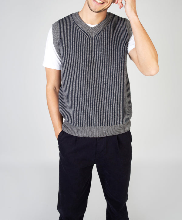 irelands eye Pinstripe Vest Grey Frost