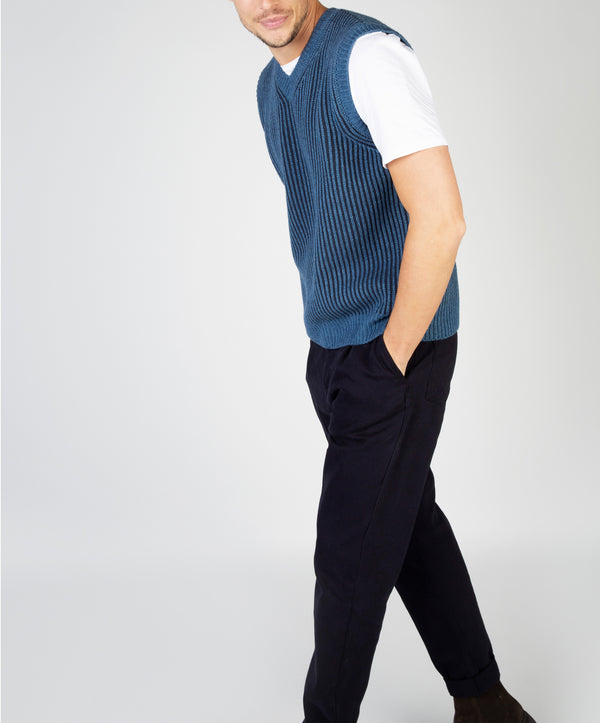Irelands Eye Pinstripe Vest Harbour Blue