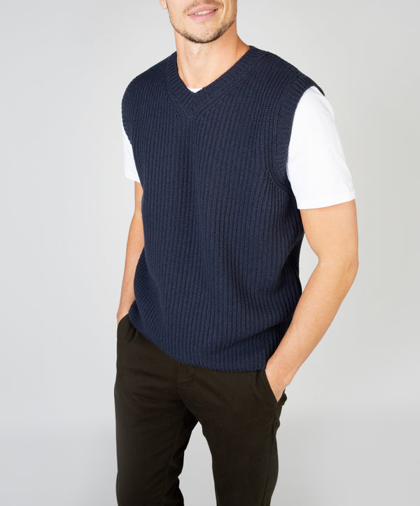 Irelands Eye Pinstripe Vest Navy Sail