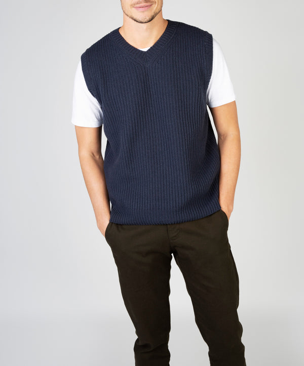 Irelands Eye Pinstripe Vest Navy Sail