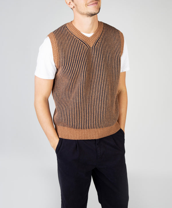 Irelands Eye Pinstripe Vest Nutmeg