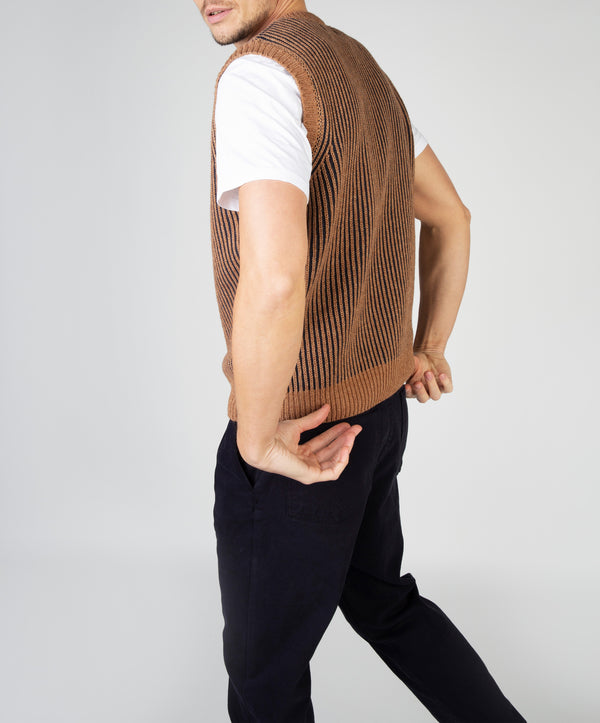 Irelands Eye Pinstripe Vest Nutmeg