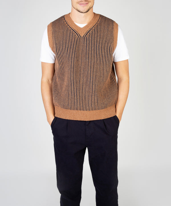 irelands eye Pinstripe Vest Nutmeg
