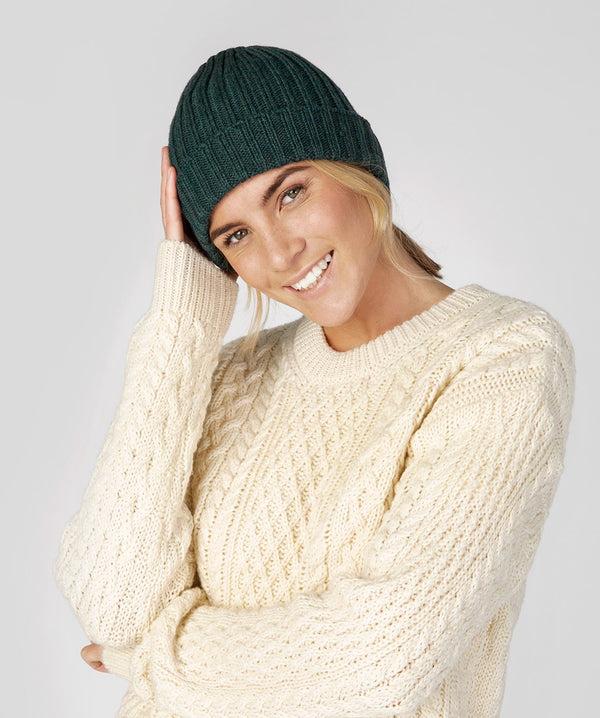 irelands eye Ribbed Merino Hat Evergreen