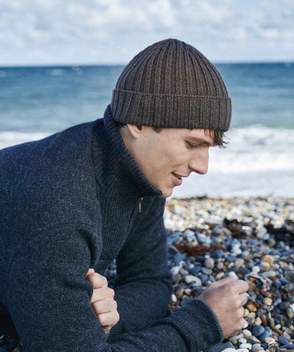 Irelands Eye Ribbed Merino Hat Forest Marl