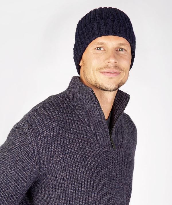 irelands eye Ribbed Merino Hat Navy
