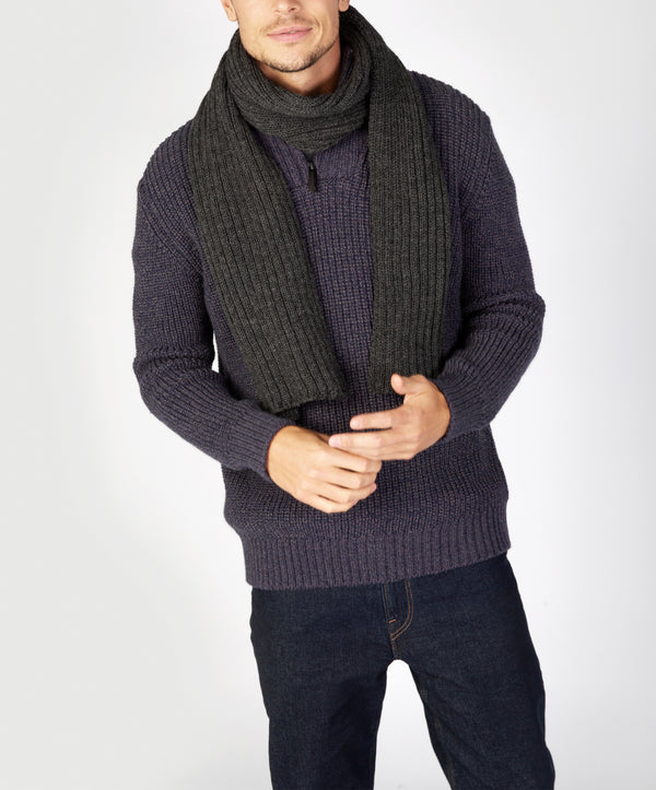 irelands eye Ribbed Merino Scarf Graphite