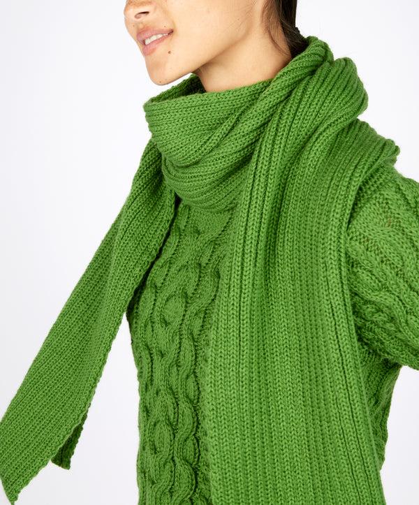 Irelands Eye Ribbed Merino Scarf Moss
