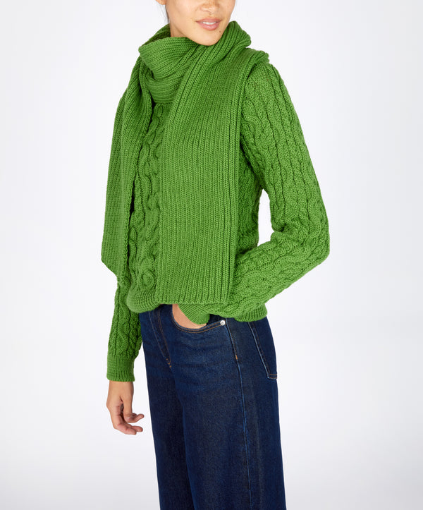 Irelands Eye Ribbed Merino Scarf Moss