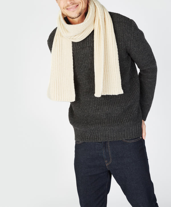 irelands eye Ribbed Merino Scarf Natural