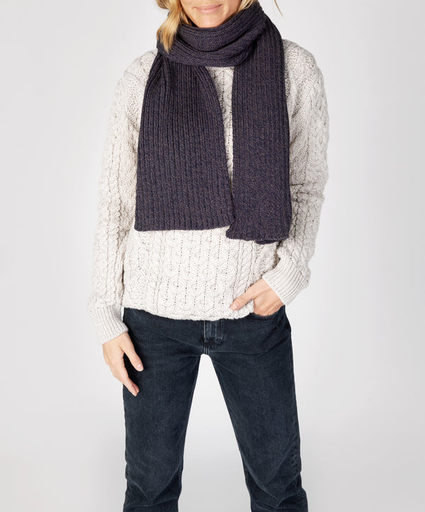 irelands eye Ribbed Merino Scarf Navy Marl