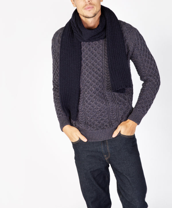 irelands eye Ribbed Merino Scarf Navy