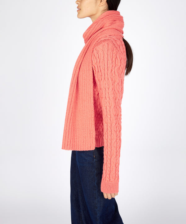 Irelands Eye Ribbed Merino Scarf Salmon
