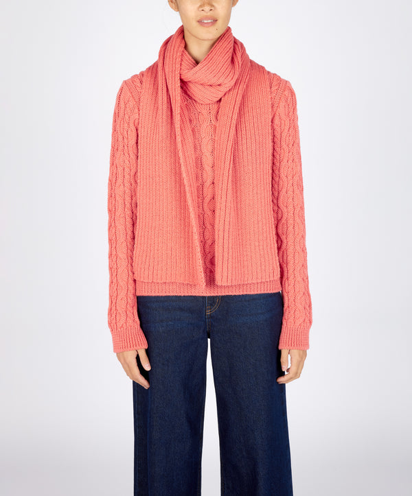 Irelands Eye Ribbed Merino Scarf Salmon