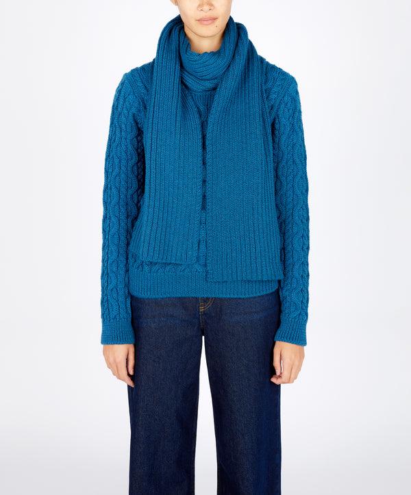 Irelands Eye Ribbed Merino Scarf Sapphire Marl